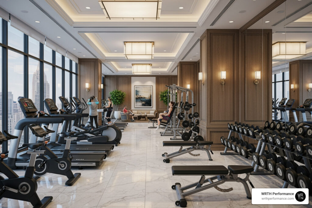 upscale fitness center luxury gym interior